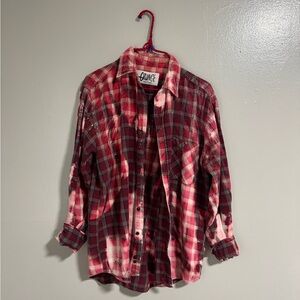 Grunge by Franklin, TN maroon tie dyed flannel button up shirt, mens large